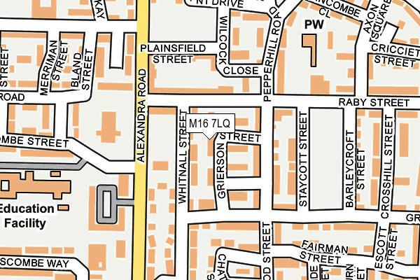 M16 7LQ map - OS OpenMap – Local (Ordnance Survey)