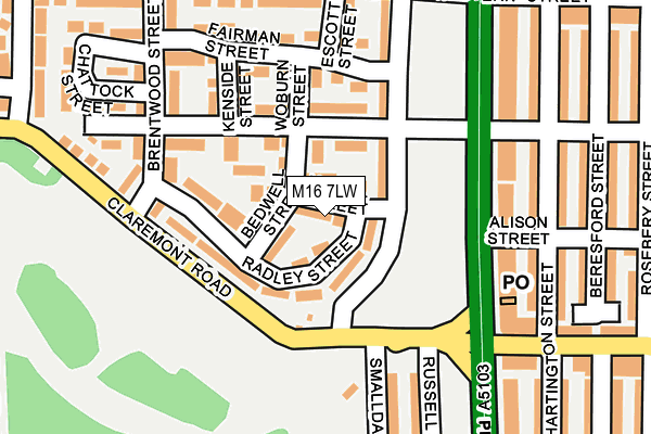 M16 7LW map - OS OpenMap – Local (Ordnance Survey)