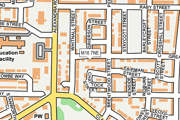 M16 7NE map - OS OpenMap – Local (Ordnance Survey)