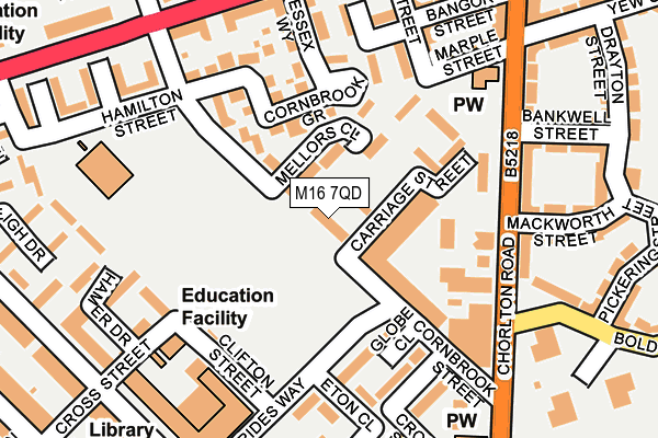 M16 7QD map - OS OpenMap – Local (Ordnance Survey)