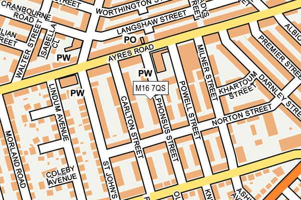 M16 7QS map - OS OpenMap – Local (Ordnance Survey)