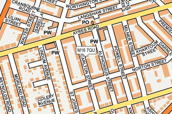 M16 7QU map - OS OpenMap – Local (Ordnance Survey)