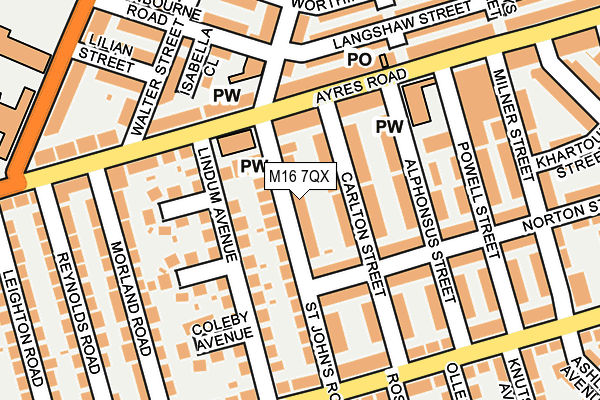 M16 7QX map - OS OpenMap – Local (Ordnance Survey)