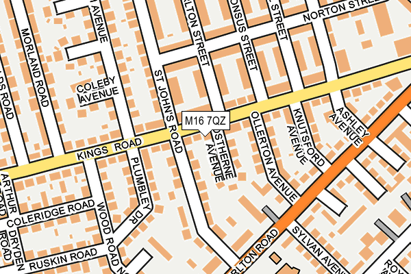 M16 7QZ map - OS OpenMap – Local (Ordnance Survey)