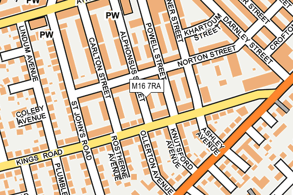 M16 7RA map - OS OpenMap – Local (Ordnance Survey)