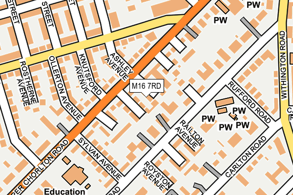 M16 7RD map - OS OpenMap – Local (Ordnance Survey)