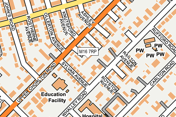 M16 7RP map - OS OpenMap – Local (Ordnance Survey)