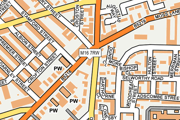 M16 7RW map - OS OpenMap – Local (Ordnance Survey)