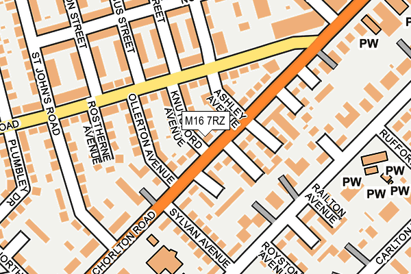 M16 7RZ map - OS OpenMap – Local (Ordnance Survey)