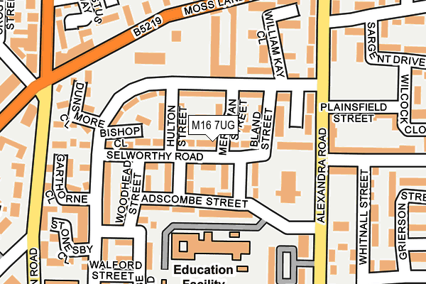 M16 7UG map - OS OpenMap – Local (Ordnance Survey)