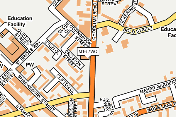 M16 7WQ map - OS OpenMap – Local (Ordnance Survey)