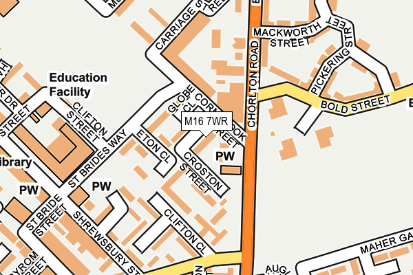 M16 7WR map - OS OpenMap – Local (Ordnance Survey)