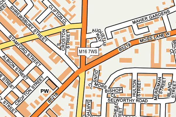 M16 7WS map - OS OpenMap – Local (Ordnance Survey)