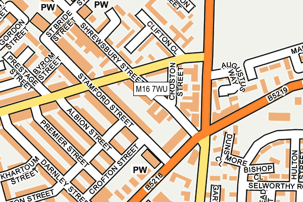 M16 7WU map - OS OpenMap – Local (Ordnance Survey)