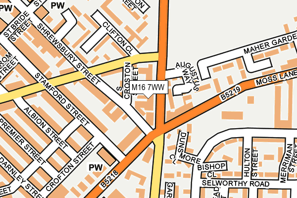 M16 7WW map - OS OpenMap – Local (Ordnance Survey)