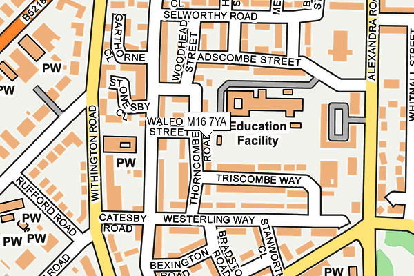 M16 7YA map - OS OpenMap – Local (Ordnance Survey)