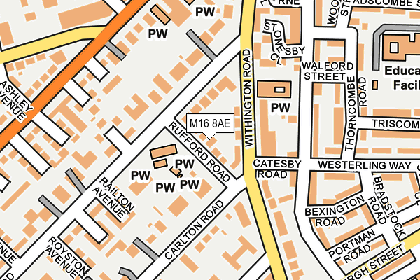 M16 8AE map - OS OpenMap – Local (Ordnance Survey)