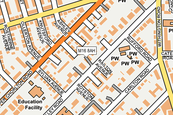 M16 8AH map - OS OpenMap – Local (Ordnance Survey)