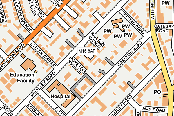 M16 8AT map - OS OpenMap – Local (Ordnance Survey)