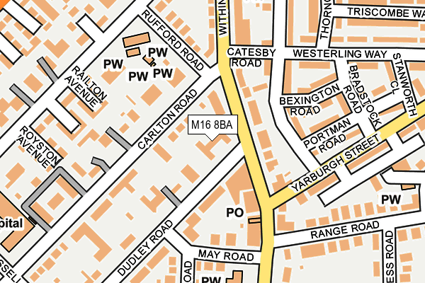 M16 8BA map - OS OpenMap – Local (Ordnance Survey)