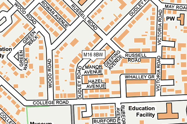 M16 8BW map - OS OpenMap – Local (Ordnance Survey)