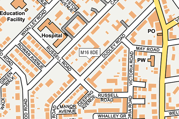 M16 8DE map - OS OpenMap – Local (Ordnance Survey)