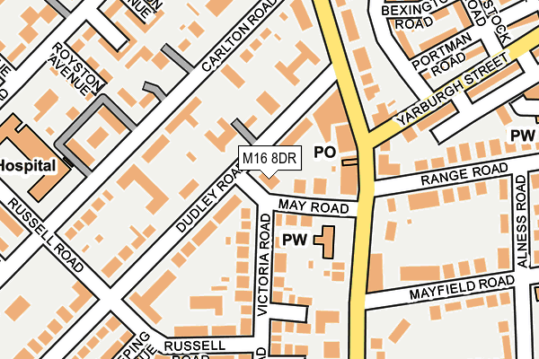 M16 8DR map - OS OpenMap – Local (Ordnance Survey)