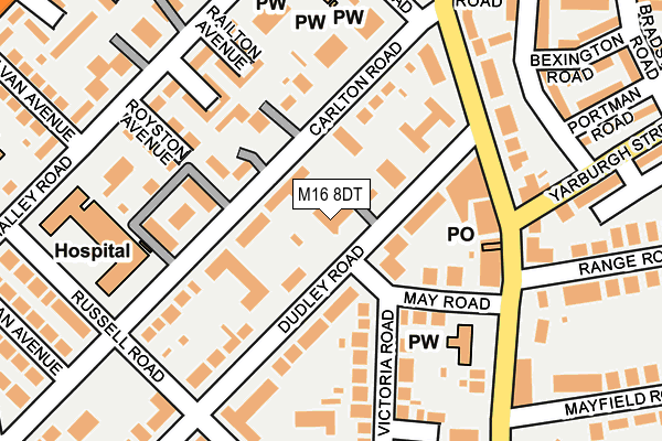 M16 8DT map - OS OpenMap – Local (Ordnance Survey)