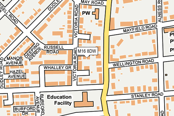 M16 8DW map - OS OpenMap – Local (Ordnance Survey)