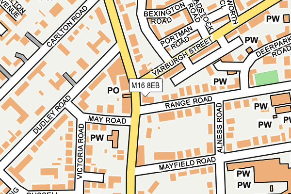 M16 8EB map - OS OpenMap – Local (Ordnance Survey)