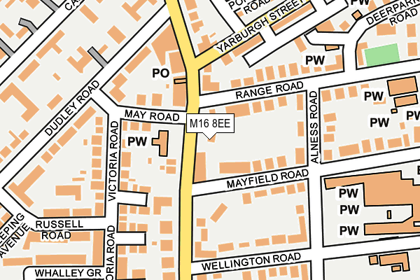 M16 8EE map - OS OpenMap – Local (Ordnance Survey)