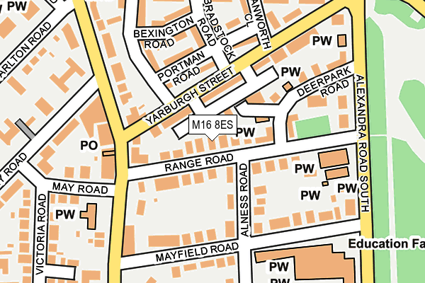 M16 8ES map - OS OpenMap – Local (Ordnance Survey)