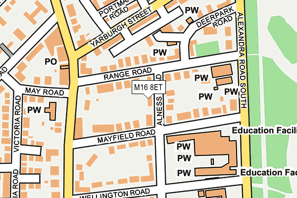 M16 8ET map - OS OpenMap – Local (Ordnance Survey)