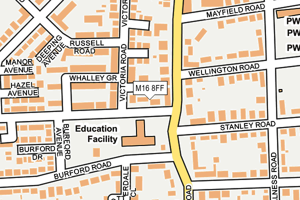 M16 8FF map - OS OpenMap – Local (Ordnance Survey)