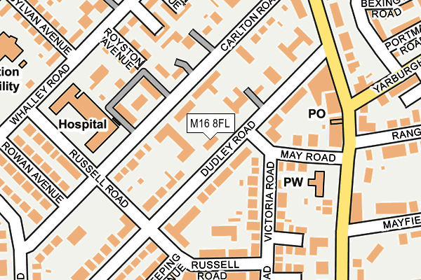 M16 8FL map - OS OpenMap – Local (Ordnance Survey)