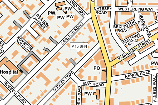 M16 8FN map - OS OpenMap – Local (Ordnance Survey)