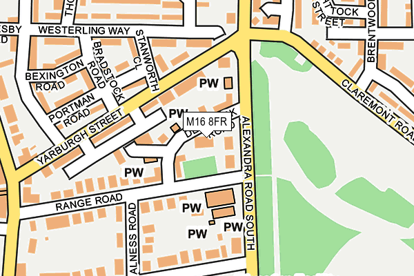 M16 8FR map - OS OpenMap – Local (Ordnance Survey)