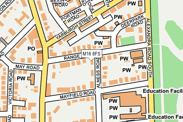 M16 8FS map - OS OpenMap – Local (Ordnance Survey)