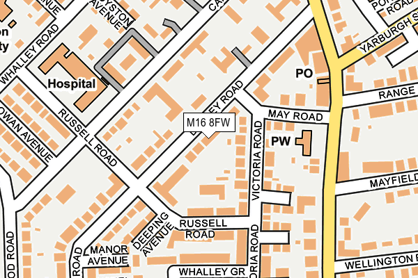 M16 8FW map - OS OpenMap – Local (Ordnance Survey)