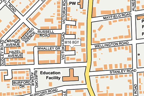 M16 8GY map - OS OpenMap – Local (Ordnance Survey)