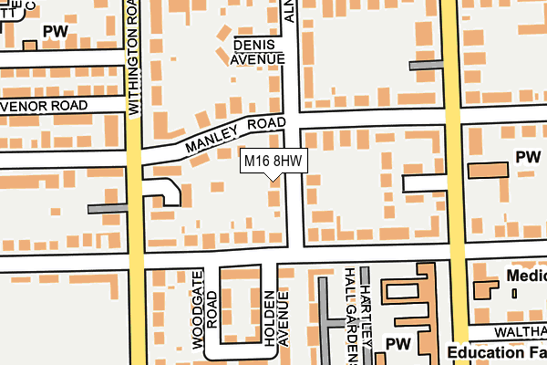 M16 8HW map - OS OpenMap – Local (Ordnance Survey)