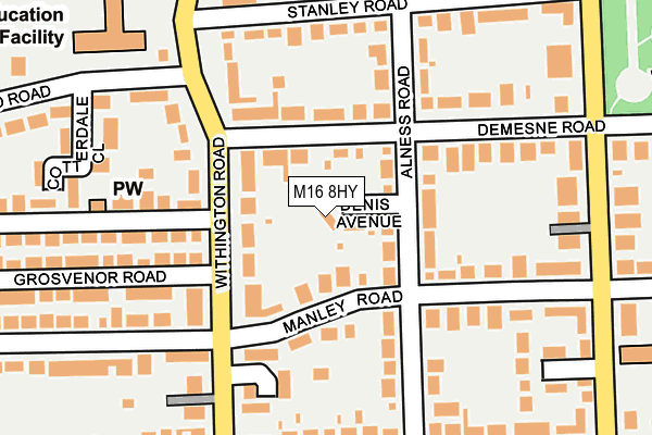 M16 8HY map - OS OpenMap – Local (Ordnance Survey)