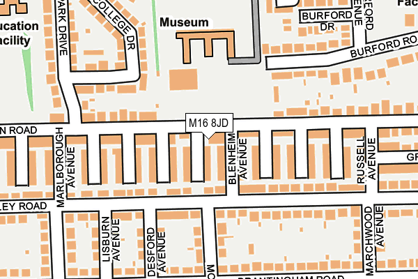 M16 8JD map - OS OpenMap – Local (Ordnance Survey)