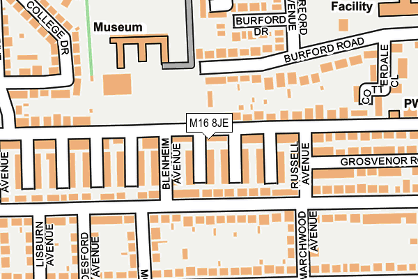 M16 8JE map - OS OpenMap – Local (Ordnance Survey)