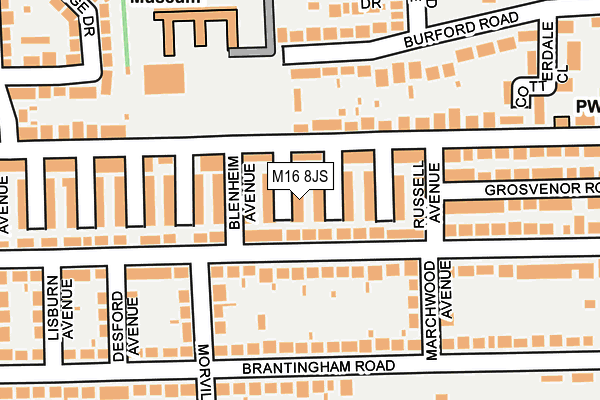 M16 8JS map - OS OpenMap – Local (Ordnance Survey)