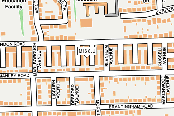 M16 8JU map - OS OpenMap – Local (Ordnance Survey)