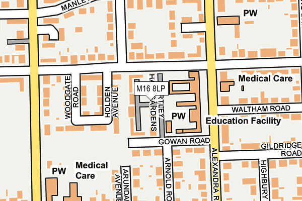 M16 8LP map - OS OpenMap – Local (Ordnance Survey)