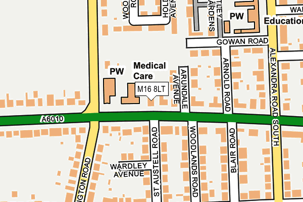 M16 8LT map - OS OpenMap – Local (Ordnance Survey)