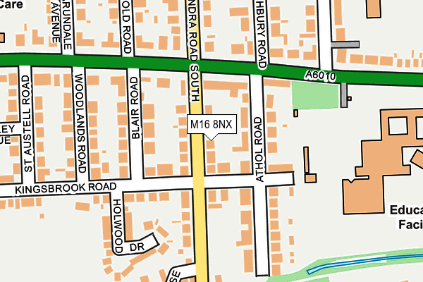 M16 8NX map - OS OpenMap – Local (Ordnance Survey)