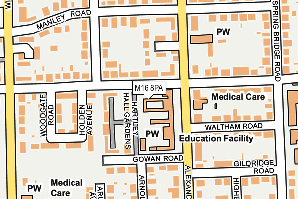 M16 8PA map - OS OpenMap – Local (Ordnance Survey)
